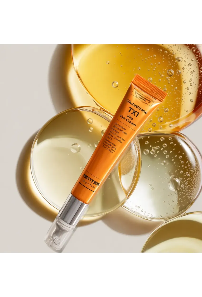 PRETTYSKIN Glutathione TX1 Vita Eye Cream 20 g | Soğutucu Titreşimli Aplikatör Aydınlatıcı ve Kırışıklık Karşıtı Göz Çevresi Kremi