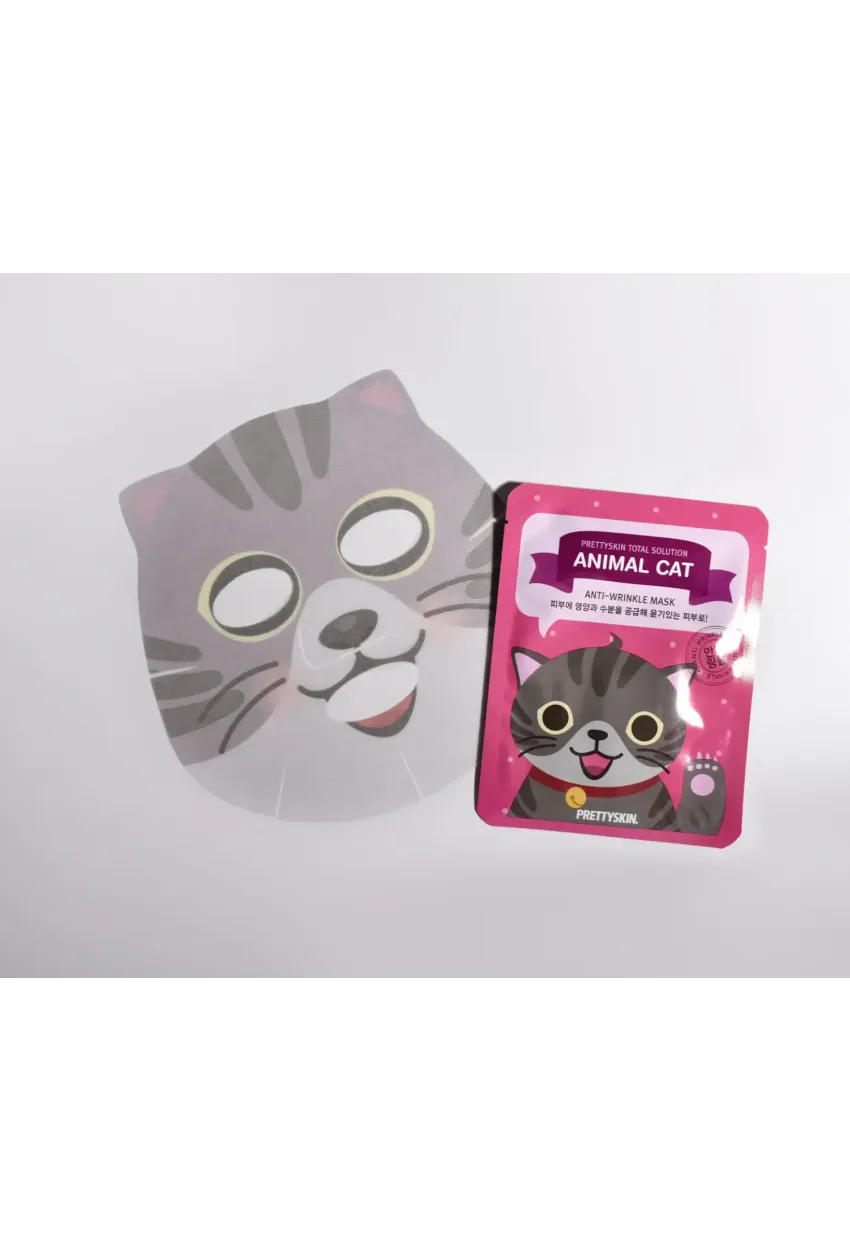 PS PRETTYSKIN Animal Cat Anti-Wrinkle Mask 25 gr | Kırışıklık Karşıtı Nemlendirici Kağıt Yüz Maskesi 4lü Set