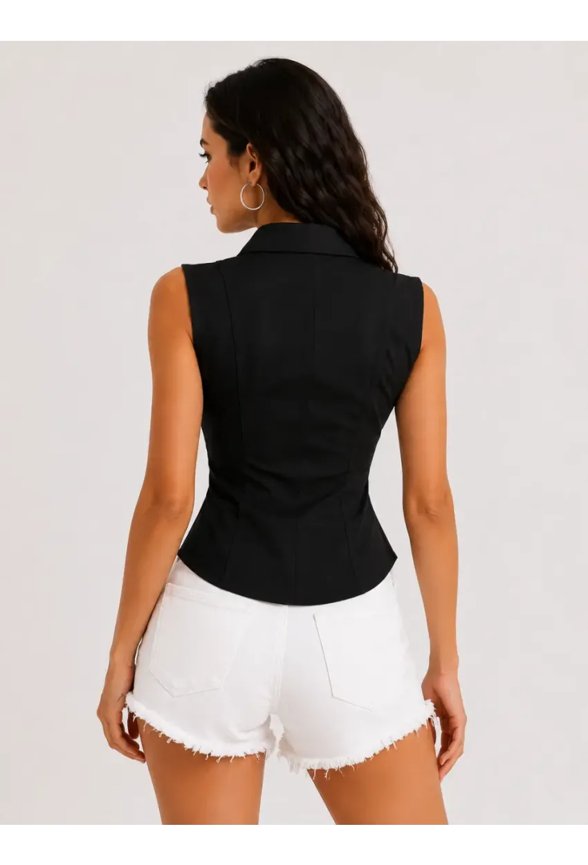 Siyah Fermuarlı Slim Fit Kadın Gömlek