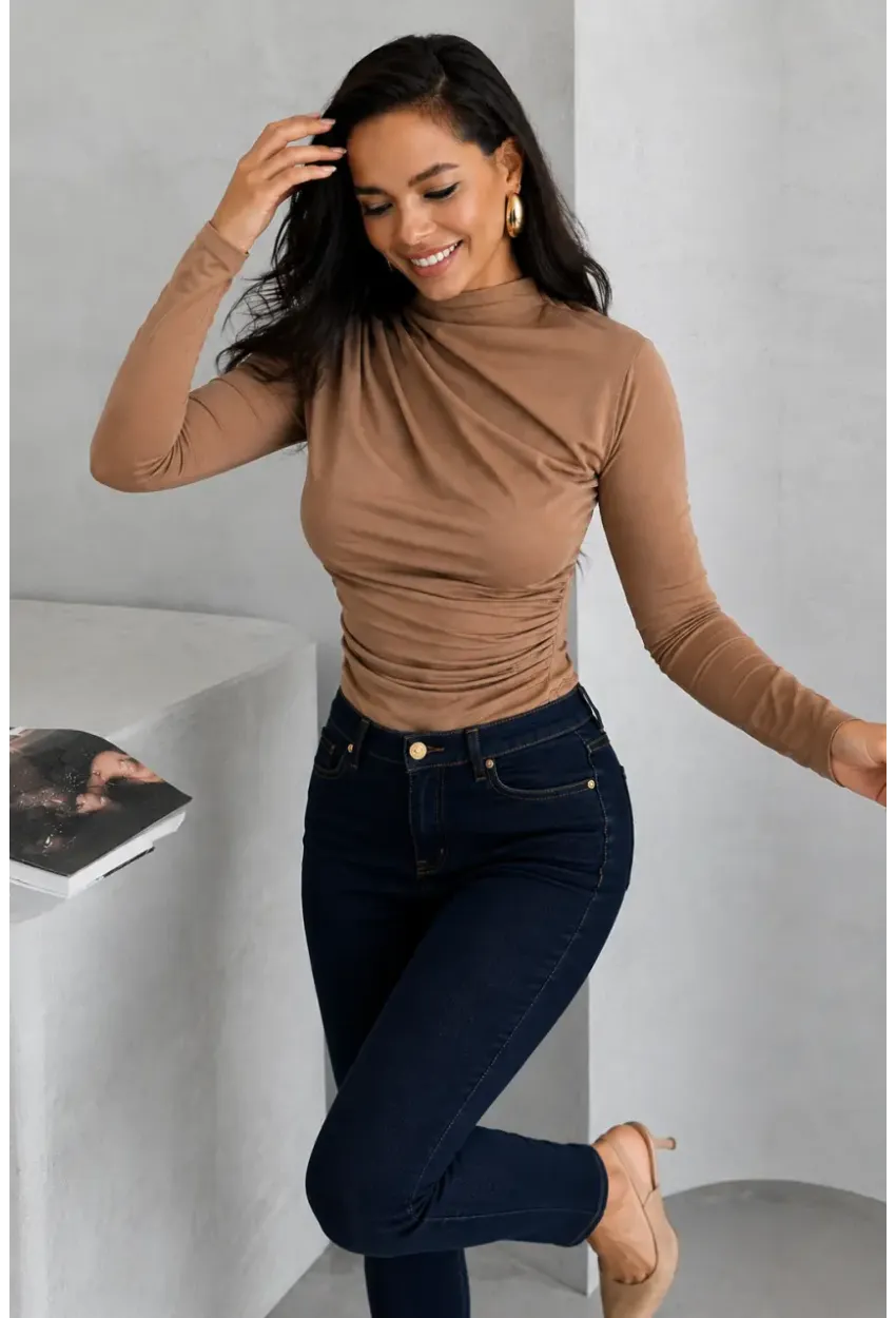 Yarım Balıkçı Camel Sandy Bluz