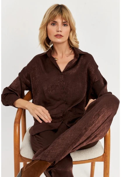 Kadın Acı-Kahve Saten Gömlek MCAR1127