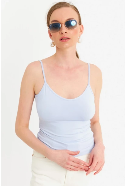 Kadın Açık Mavi Askılı Basic Atlet FLS06
