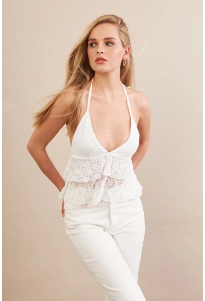 Kadın Beyaz Dantel Bluz ZH324