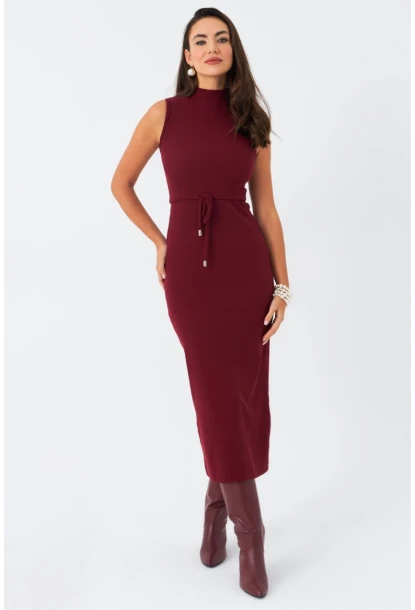 Kadın Bordo Kaşkorse Maxi Elbise MEY2924