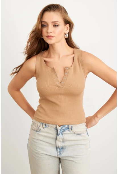 Kadın Camel Patlı Kaşkorse Bluz MK02