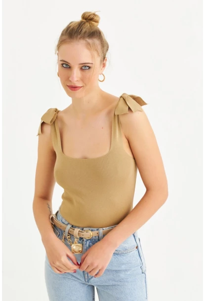 Kadın Camel Triko Bluz YV236