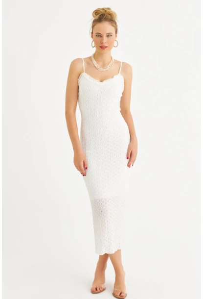 Kadın Ekru Astarlı Dantel Maxi Elbise YEL221662