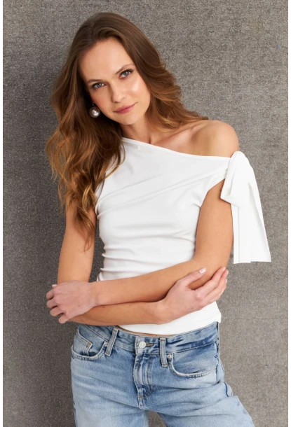 Kadın Ekru Bağlama Detaylı Bluz TF50