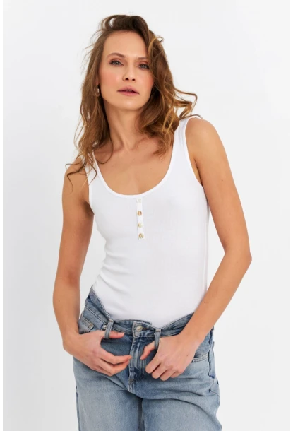 Kadın Ekru Düğmeli Atlet RSP634