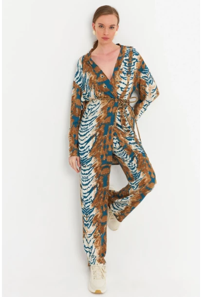 Kadın Ekru-Mavi Alt Üst Takım MGÇ202