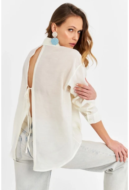 Kadın Ekru Sırtı Açık Gömlek MOD2369-90