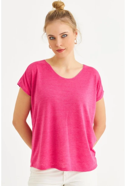 Kadın Fuşya Basic Bluz AYD410