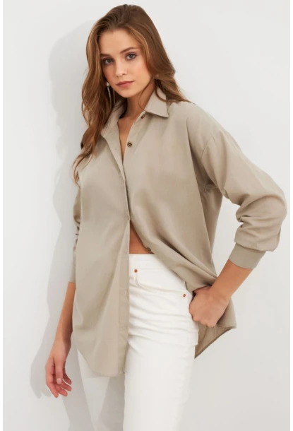 Kadın Gri Gömlek Q1100