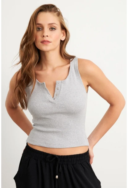 Kadın Gri Patlı Kaşkorse Bluz MK02