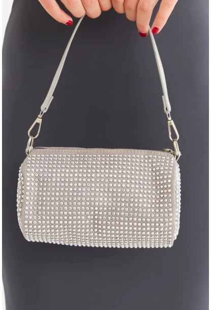 Kadın Gri Silindir Omuz Çantası FİR104