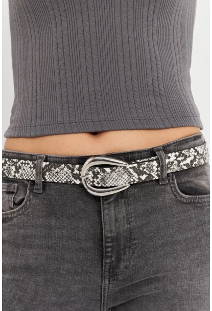 Kadın Gümüş Rengi Desenli Kemer BE710