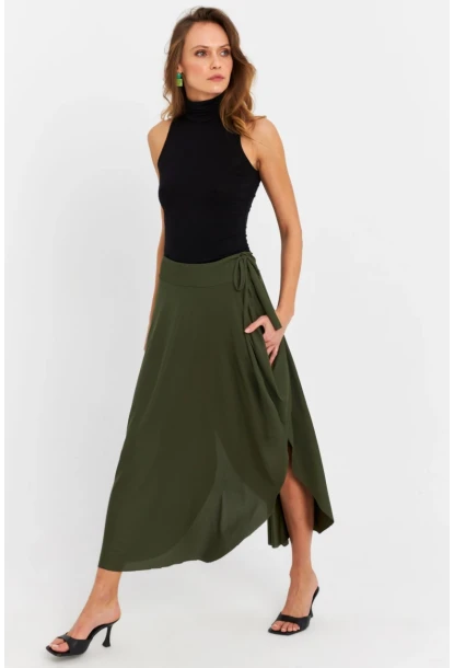 Kadın Haki Asimetrik Etek LV52