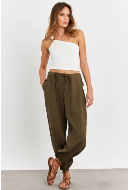 Kadın Haki Kubra Şalvar Pantolon GÇ900