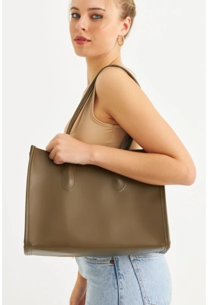 Kadın Haki Suni Deri Kol Çantası FİR103