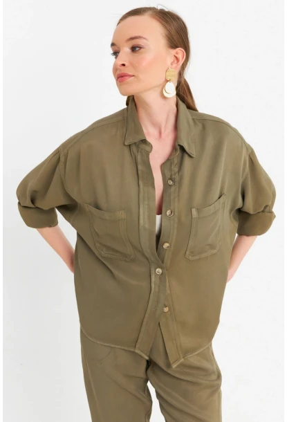 Kadın Haki Tensel Gömlek SUN202