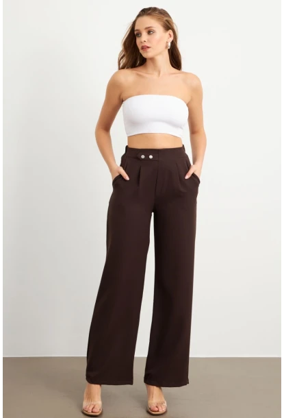 Kadın Kahverengi Cepli Pantolon FLU7250