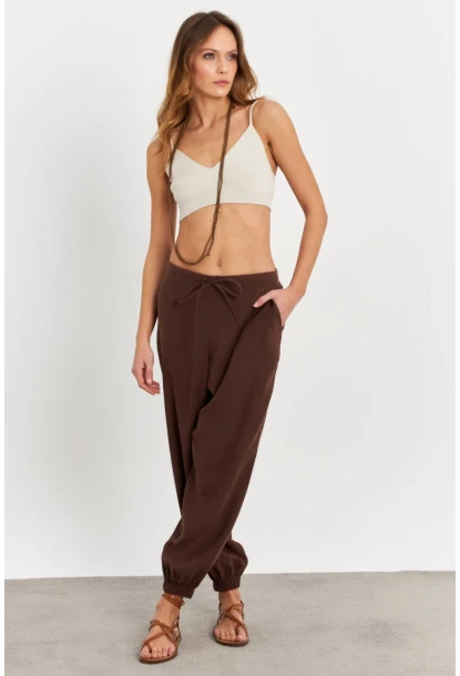 Kadın Kahverengi Kubra Şalvar Pantolon GÇ900