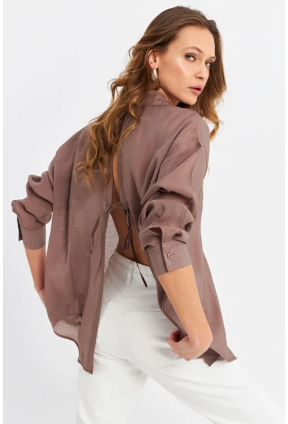 Kadın Kahverengi Sırtı Açık Gömlek MOD2369