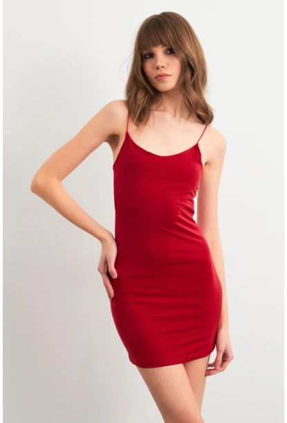 Kadın Kırmızı Desenli Maxi Elbise MEN2059