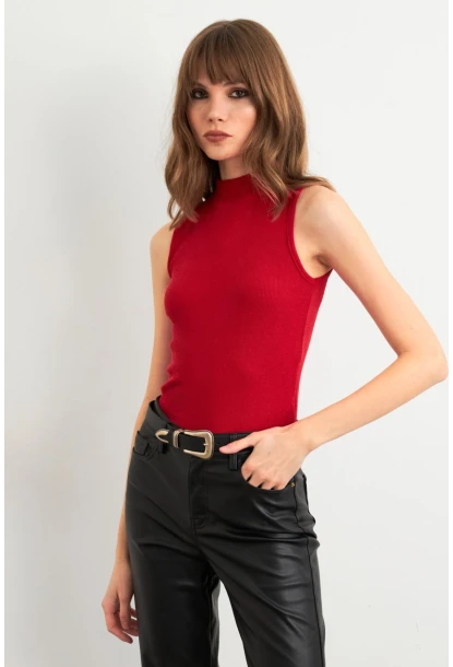 Kadın Kırmızı Kolsuz Bluz GA102