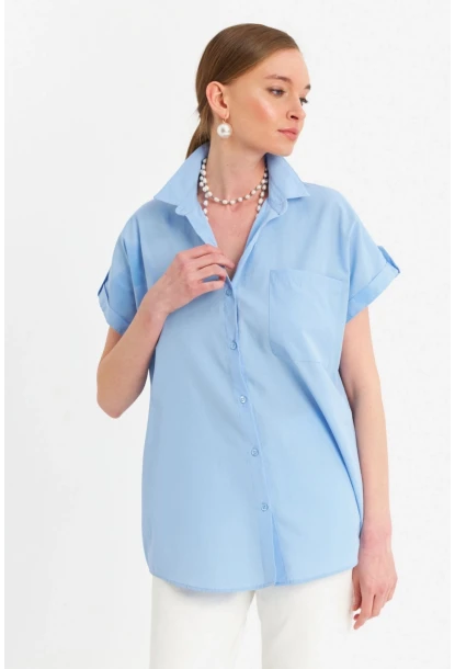 Kadın Mavi Basic Gömlek MZER427