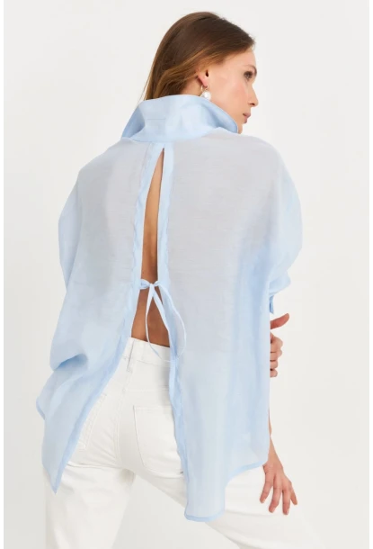 Kadın Mavi Sırtı Açık Gömlek MOD2369