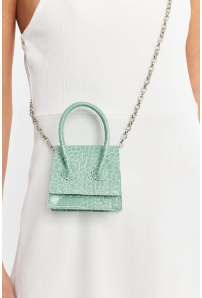 Kadın Mint Zincir Askılı Mikro Çanta BE459