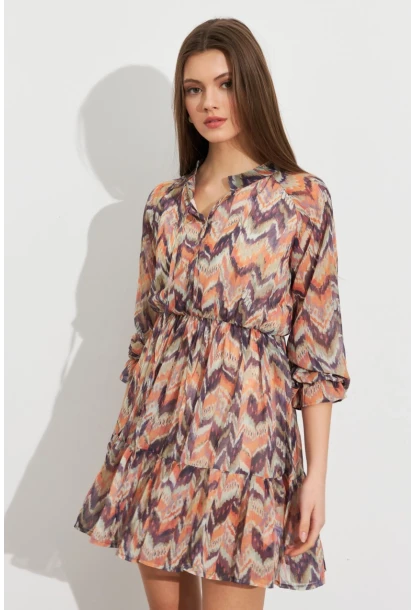 Kadın Multi Desenli Şifon Mini Elbise ROP107