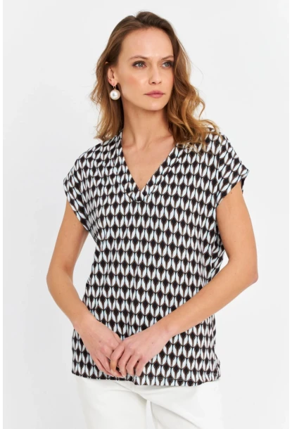 Kadın Multi V Yaka Salaş Bluz MLPP643