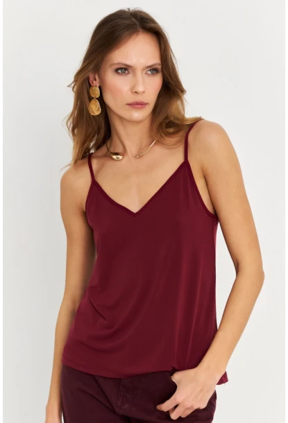 Kadın Mürdüm Degaje Yaka Bluz LPP1286