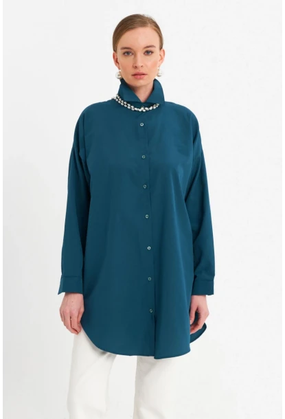 Kadın Petrol Tunik Gömlek MZER428