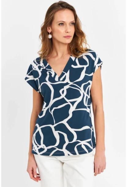 Kadın Petrol V Yaka Salaş Bluz MLPP643