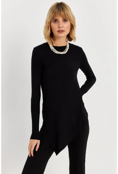 Kadın Siyah Asimetrik Tunik MLPP1186-1