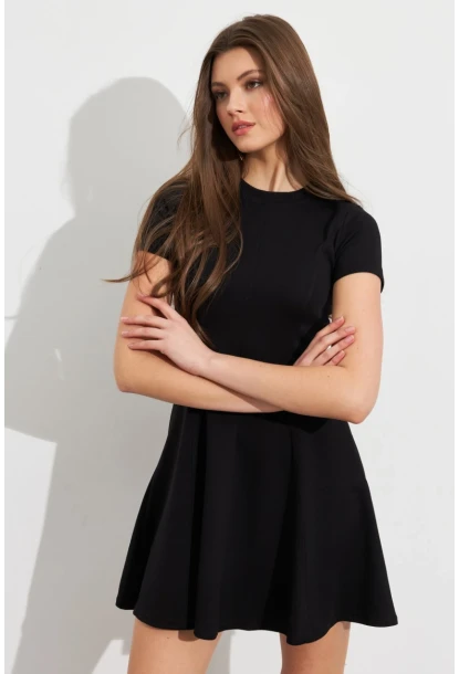 Kadın Siyah Mini Çan Elbise DMR456
