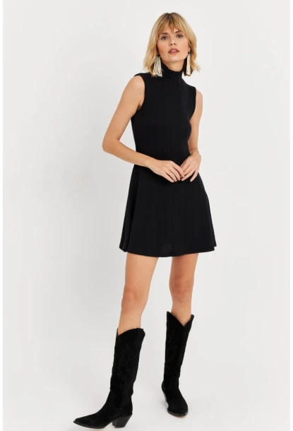 Kadın Siyah Mini Elbise TF66