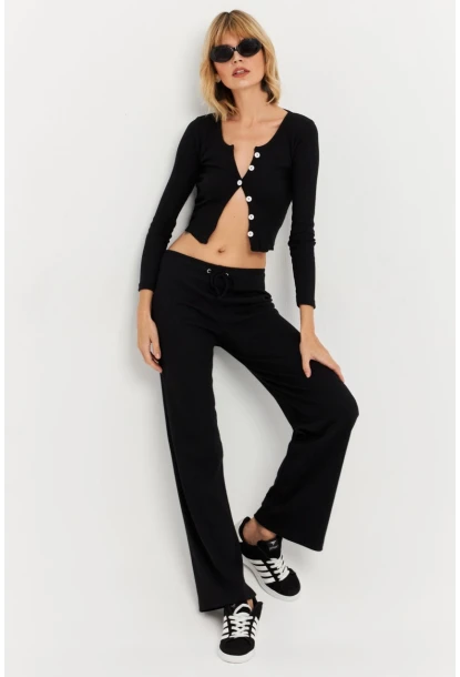 Kadın Siyah Palazzo Eşofman Altı ALB6011