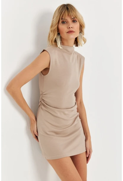 Kadın Taş Drapeli Mini Elbise SE6