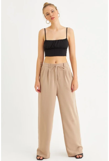 Kadın Taş Fermuarlı Palazzo Pantolon MON143