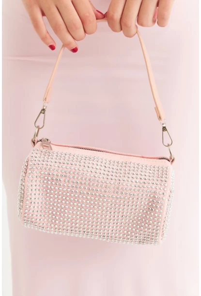 Kadın Toz-Pembe Silindir Omuz Çantası FİR104