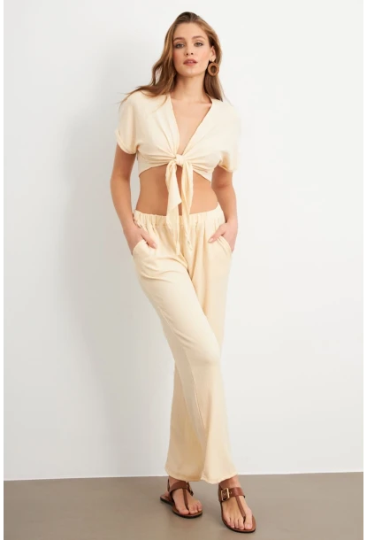 Kadın Vanilya Bağlamalı Bürümcük Takım Q1012