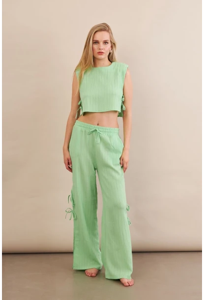 Kadın Yeşil Omuzları Vatkalı Alt Üst Takım KED002