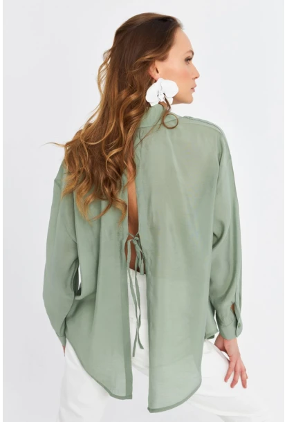 Kadın Yeşil Sırtı Açık Gömlek MOD2369-90