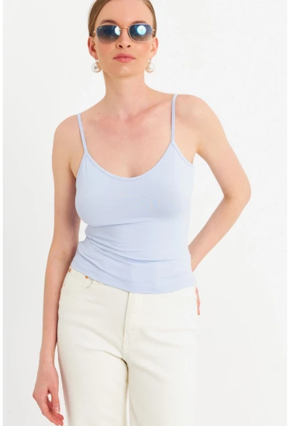 Kadın Açık Mavi Askılı Basic Atlet FLS06