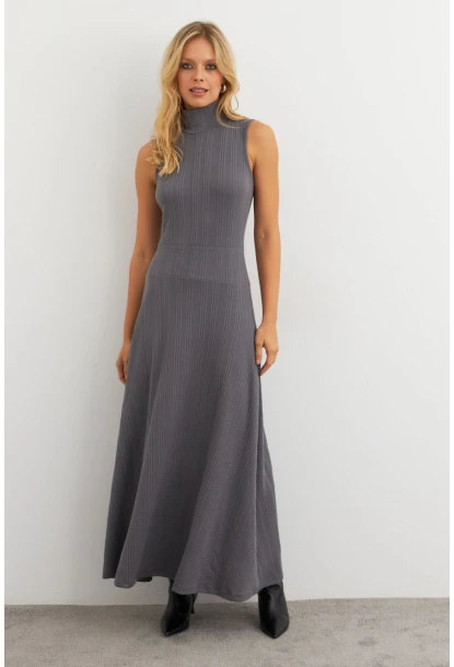 Kadın Antrasit Basic Maxi Elbise MTF29