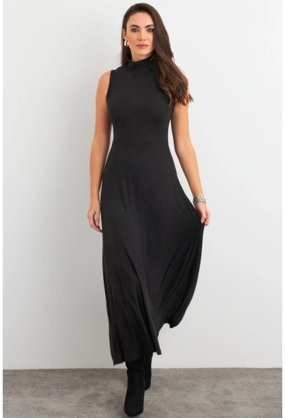 Kadın Antrasit Basic Midi Elbise EY3019